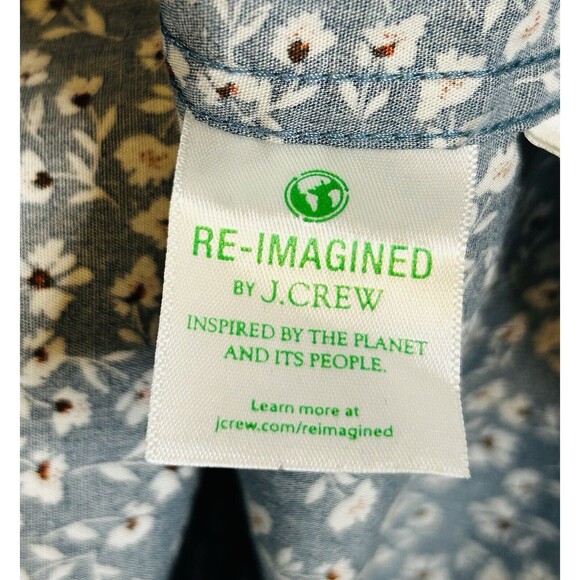 J. Crew Mens Slim Untucked Shirt Blue Button Up Floral Flex Wash Untucked Large - Picture 10 of 10